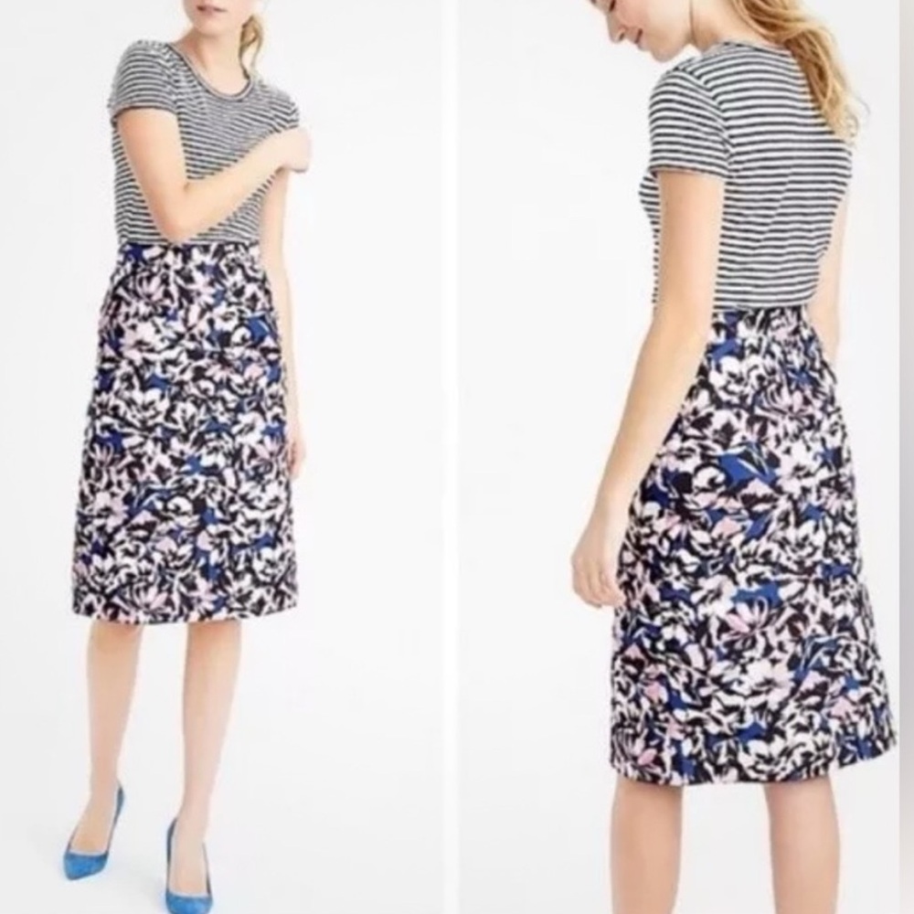 J. Crew Floral A-Line Midi Skirt